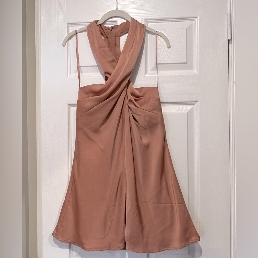 Satin halter mini dress